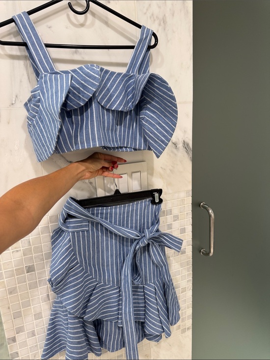 Alexis Other - ALEXIS Blue & White Striped Two-Piece Set - Crop Top & Skirt